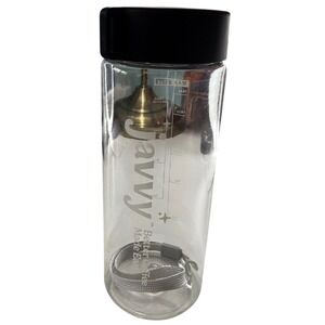 Javy Glass Water Bottle Black Lid Max 16oz Detachable Strap